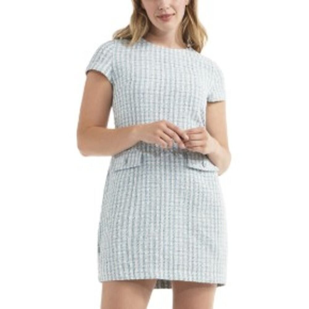 NWT Hermoza Paola Shift Mini Dress in Tweed Blue NWT Sz. XS